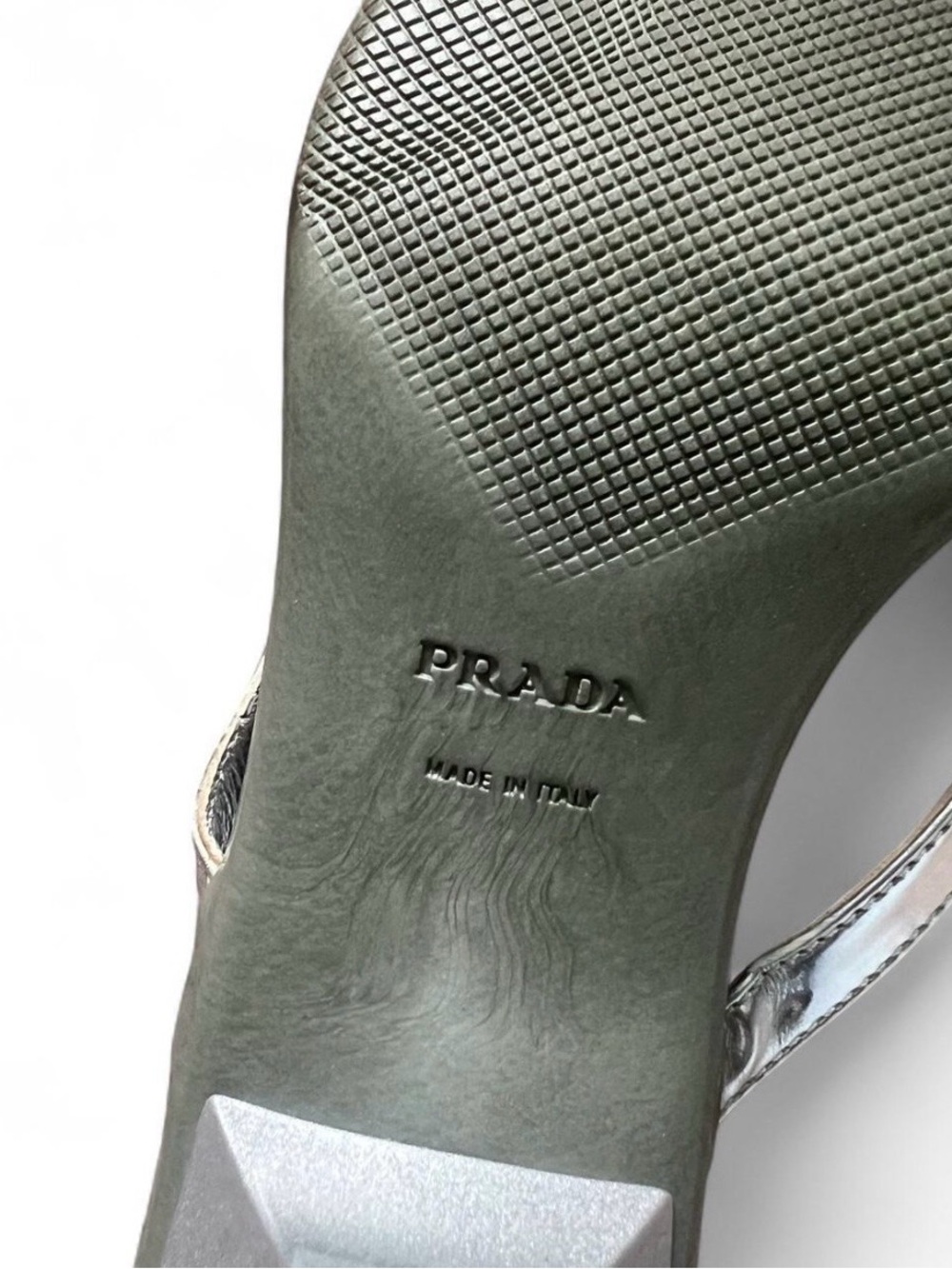 Prada Silver Chrome/Metallic Leather Sandals/Kitten Heels - Picture 8 of 8